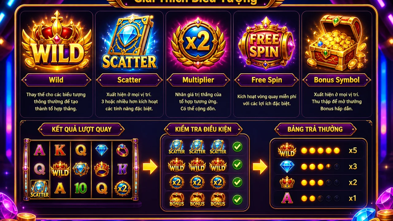 Giải mã vai trò biểu tượng: thuật ngữ wild scatter bonus slot Alo789 hoạt động thế nào?