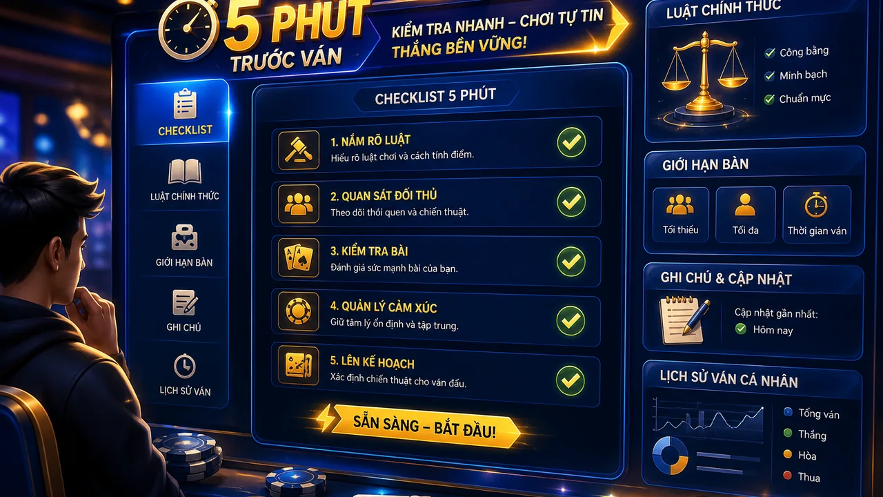 Checklist 5 phút trước ván: người chơi cũ quay lại Alo789 cần kiểm tra gì?