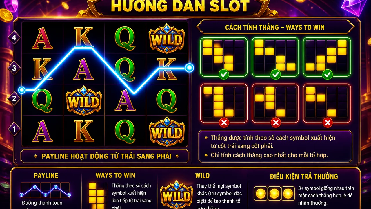 Hiểu nhanh cách tính tổ hợp trong slot: Alo789 paylines và ways to win