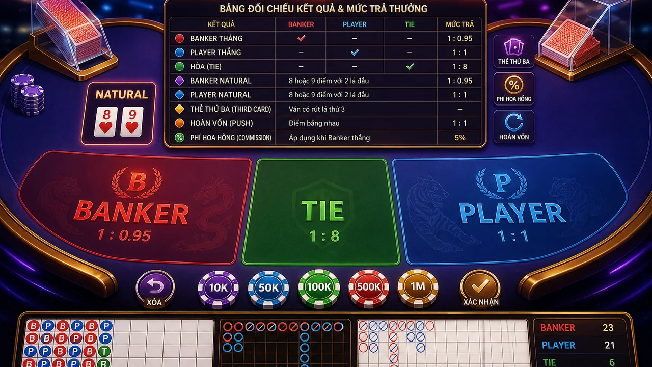 Gỡ nhầm Banker, Player và Tie: Alo789 baccarat tính kết quả thế nào?