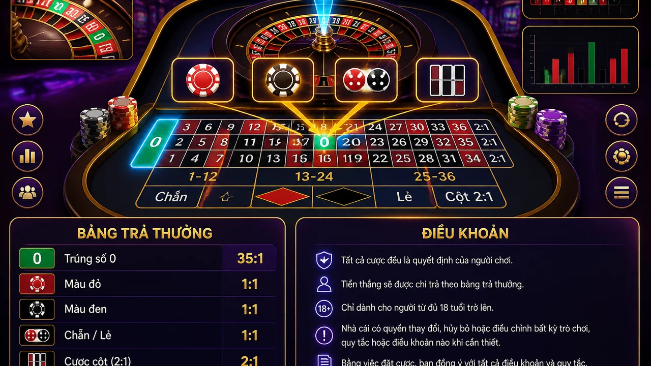 Khi số 0 xuất hiện: Alo789 roulette xử lý cược đỏ đen và điều kiện hoàn thế nào?